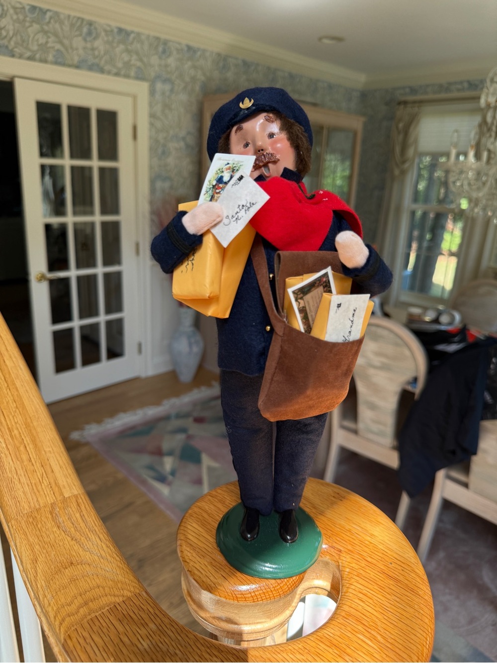 Byer’s Choice carolers mailman Navy and Red Mail Carrier - Holiday Figurine